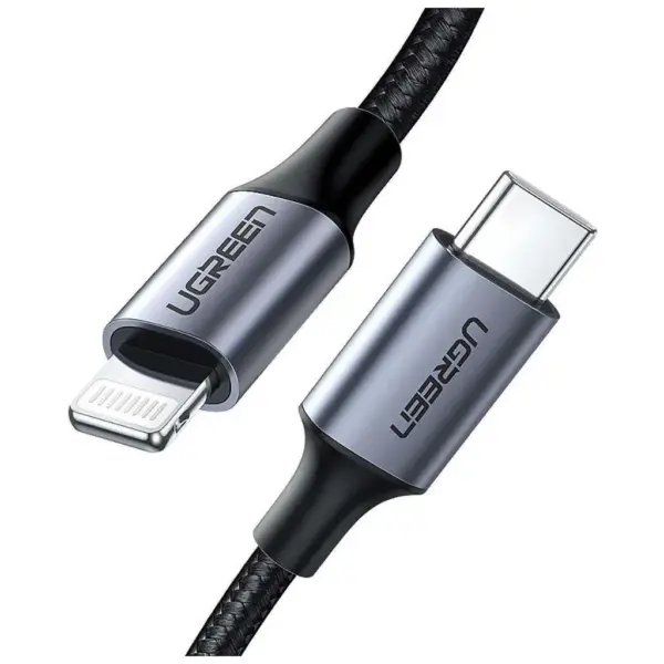 Дата кабель USB-C to Lightning 2.0m US304 20V/3A 60W Black Ugreen (60761) Дата кабель USB-C to Lightning 2.0m US304 20V/3A 60W Black Ugreen (60761)