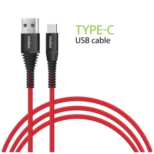 Дата кабель USB 2.0 AM to USB-C 1.2m Red Intaleo (1283126559464)