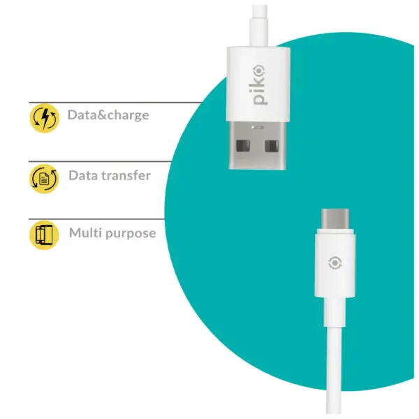 Дата кабель USB 2.0 AM to USB-C 1.2m White Piko (1283126477522)