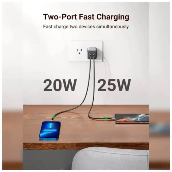 Зарядний пристрій Ugreen 2xUSB-C PD45W (25W+20W) QC4.0+ CD294 black (90573)