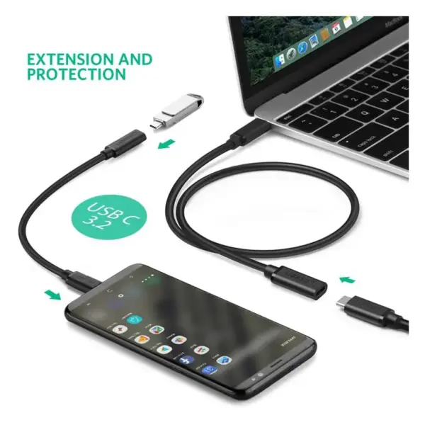 Дата кабель USB-C M/F 1.0m 100W USB 3.1Gen2 US353 Black Ugreen (10387) Дата кабель USB-C M/F 1.0m 100W USB 3.1Gen2 US353 Black Ugreen (10387)