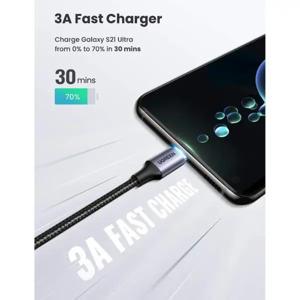 Дата кабель USB-C to USB-C 3.0m 60W US255 90-degree Angle Black Ugreen (80714)