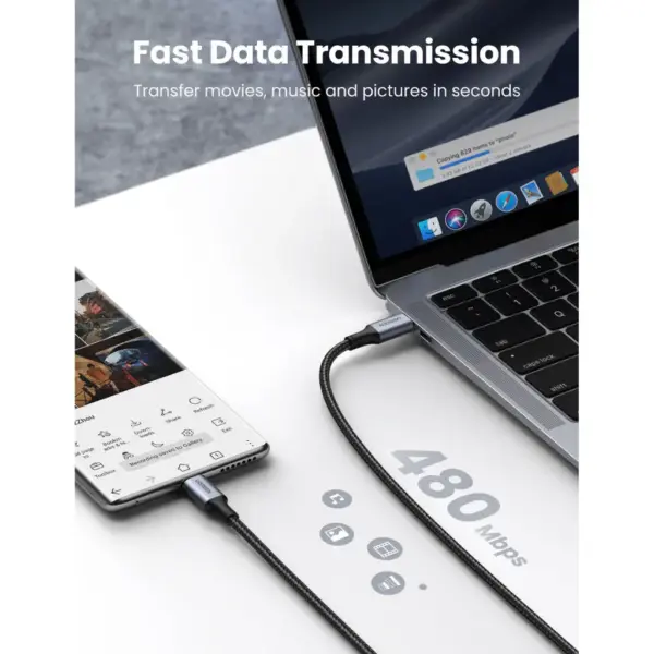 Дата кабель USB-C to USB-C 3.0m 5A 100W US316 Black Ugreen (90120)