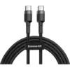 Дата кабель USB-C to USB-C 1.0m 3A 60W Cafule Black Baseus (CATKLF-GG1)