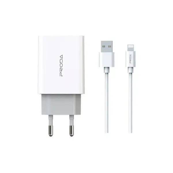 Зарядний пристрій Proda PD-A28i 2хUSB 2.4A + USB Ligthtning 1.0m (PD-A28i-WH) Зарядний пристрій Proda PD-A28i 2хUSB 2.4A + USB Ligthtning 1.0m (PD-A28i-WH)