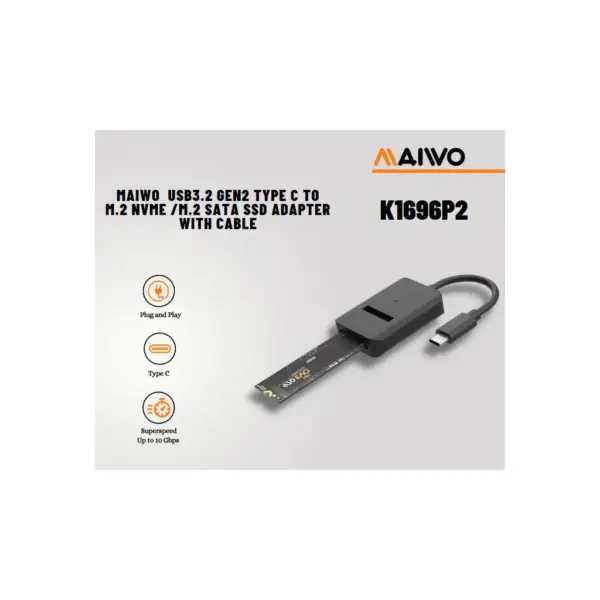 Кишеня зовнішня Maiwo M.2 NVMe/SATA SSD combo USB3.2 Gen2 Type-C (K1696P2) Кишеня зовнішня Maiwo M.2 NVMe/SATA SSD combo USB3.2 Gen2 Type-C (K1696P2)
