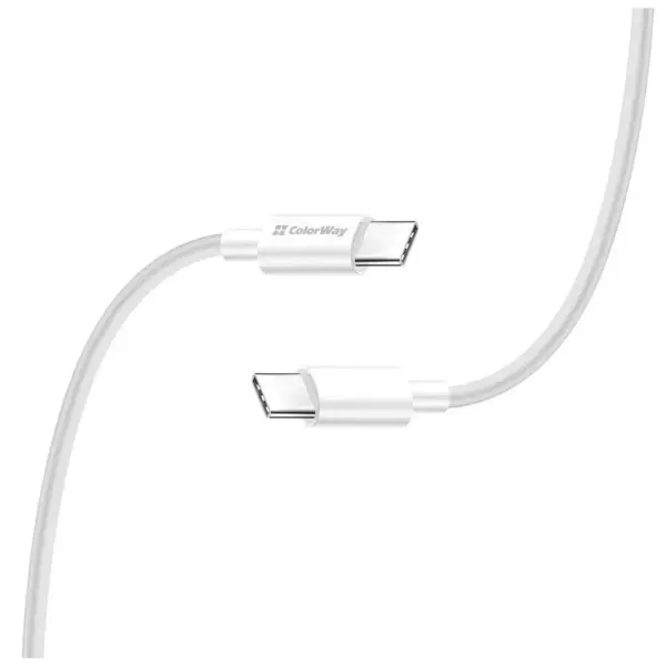Дата кабель USB-C to USB-C 2.0m 3A 65W white ColorWay (CW-CBPDCC056-WT)