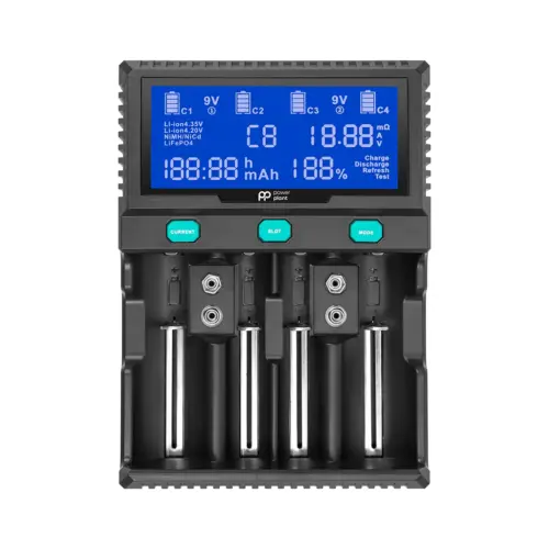 Зарядний пристрій для акумуляторів PowerPlant PP-A4 (Ni-MH,Cd,Li-ion,LiFePO4 / input AC 100V-240V DC 12V) (AA620173)