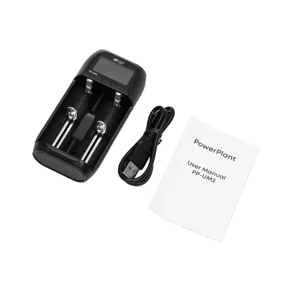 Зарядний пристрій для акумуляторів PowerPlant PP-UM2 (Ni-Mh, Ni-Cd, Li-ion, LiFePO4 / input DC 5V/2A) (AA620180)