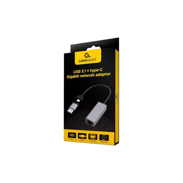 Адаптер USB-A/USB/C to 1Gbps Lan Cablexpert (A-USB3AC-LAN-01)