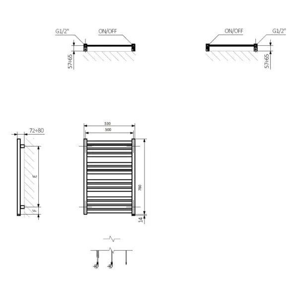 Сушарка для рушників Terma Marlin One 780x530 (WWMRN078053KS96E8P)