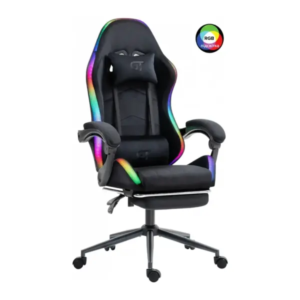 Крісло ігрове GT Racer X-2325 Fabric Black LED (X-2325 Fabric Black L)