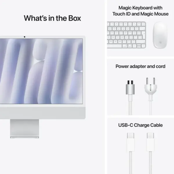 Комп'ютер Apple 24" iMac Retina 4.5K / Apple M4 (10-c/CPU, 10-c/GPU), 16, 256, Silver (MWUU3UA/A)