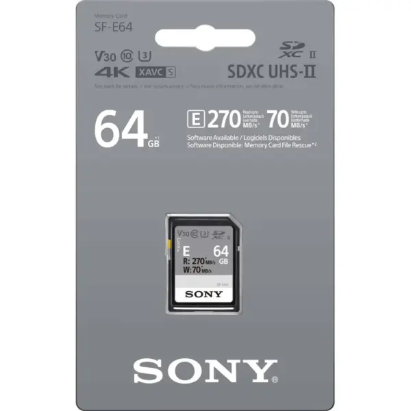 Карта пам'яті Sony 64GB SDXC class 10 UHS-II U3 V30 (SFE64A.ET4)