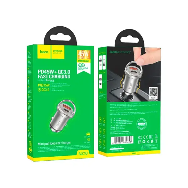 Зарядний пристрій HOCO NZ10 Handy USB-A/Type-C Silver (6942007601825) Зарядний пристрій HOCO NZ10 Handy USB-A/Type-C Silver (6942007601825)