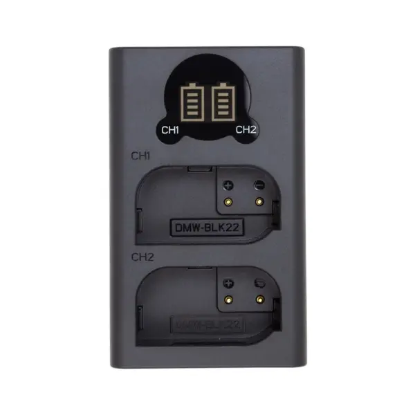 Зарядний пристрій для фото PowerPlant Panasonic DL-BLK22 для двох акумуляторів (CH980376)