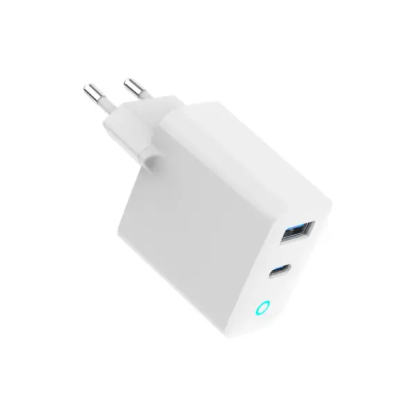 Зарядний пристрій Gembird 1хUSB-A (QC3.0 18W) + 1xType-C (PD 65W) white (TA-UC-PDQC65L-W-01)