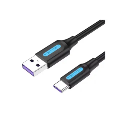 Дата кабель USB 2.0 AM to USB-C 0.5m 5.0A (25W) PVC black Vention (CORBD)