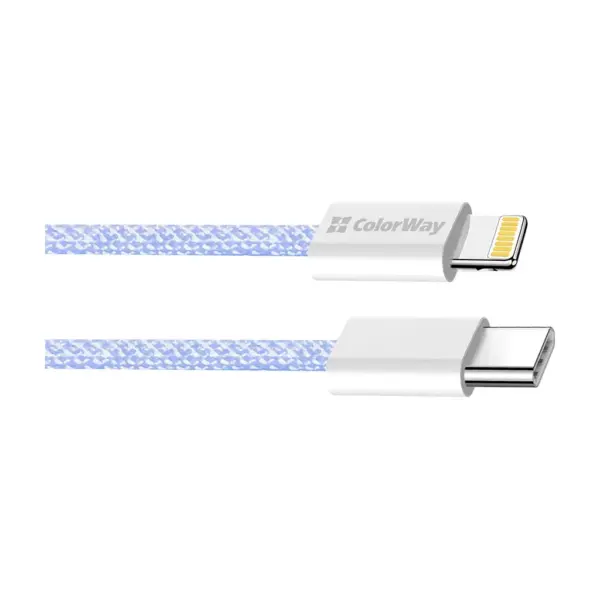 Дата кабель USB-C to Lightning 1.0m 27W purple ColorWay (CW-CBPDCL061-PU) Дата кабель USB-C to Lightning 1.0m 27W purple ColorWay (CW-CBPDCL061-PU)