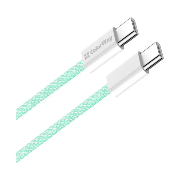 Дата кабель USB-C to USB-C 1.0m 60W 3.0А green ColorWay (CW-CBPDCC061-G) Дата кабель USB-C to USB-C 1.0m 60W 3.0А green ColorWay (CW-CBPDCC061-G)