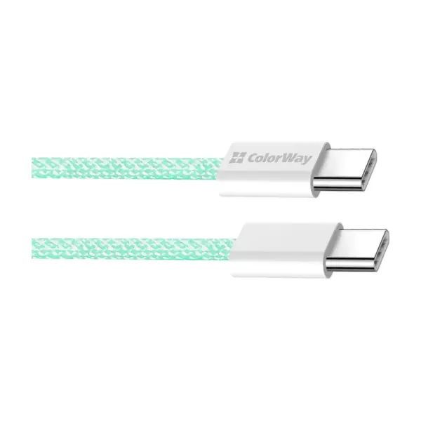 Дата кабель USB-C to USB-C 1.0m 60W 3.0А green ColorWay (CW-CBPDCC061-G) Дата кабель USB-C to USB-C 1.0m 60W 3.0А green ColorWay (CW-CBPDCC061-G)
