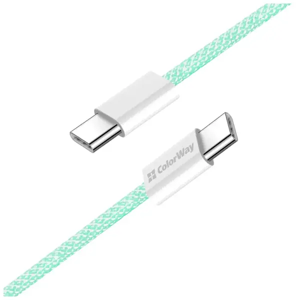 Дата кабель USB-C to USB-C 1.0m 60W 3.0А green ColorWay (CW-CBPDCC061-G) Дата кабель USB-C to USB-C 1.0m 60W 3.0А green ColorWay (CW-CBPDCC061-G)