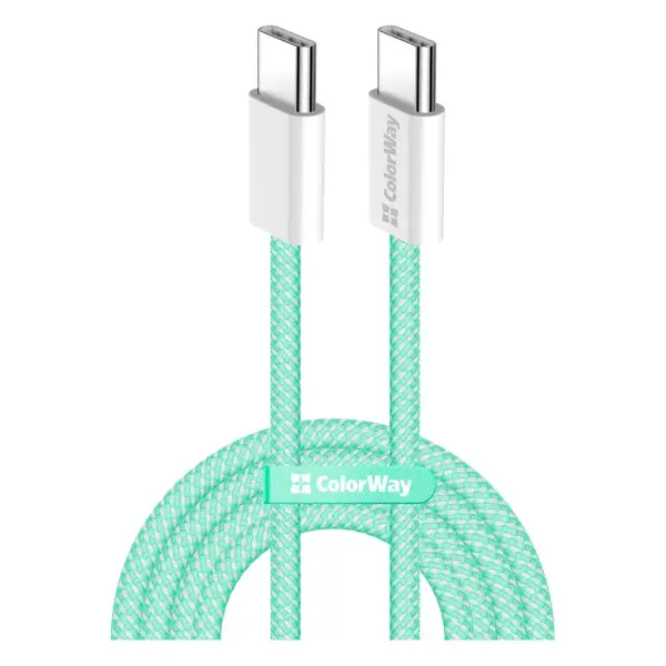 Дата кабель USB-C to USB-C 1.0m 60W 3.0А green ColorWay (CW-CBPDCC061-G) Дата кабель USB-C to USB-C 1.0m 60W 3.0А green ColorWay (CW-CBPDCC061-G)