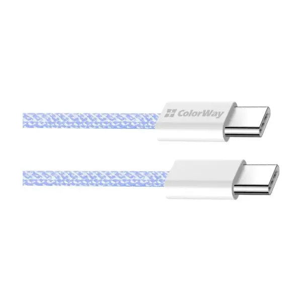 Дата кабель USB-C to USB-C 1.0m 60W 3.0А purple ColorWay (CW-CBPDCC061-PU)