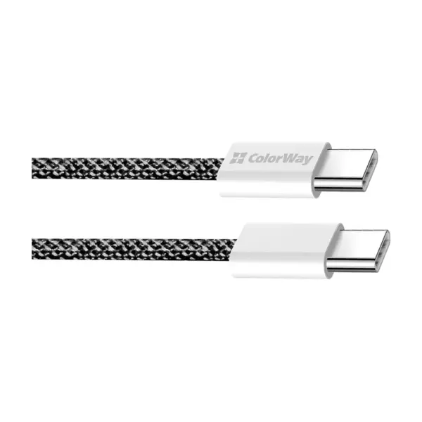 Дата кабель USB-C to USB-C 1.0m 60W 3.0А black ColorWay (CW-CBPDCC061-BK)