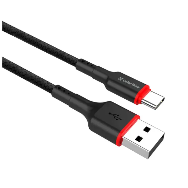 Дата кабель USB 2.0 AM to USB-C 1.0m 2.4А black ColorWay (CW-CBUC064-BK)