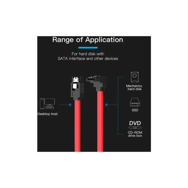 Кабель для передачі даних SATA 3.0 7pin F/F 0.5m L Red Vention (KDDRD)