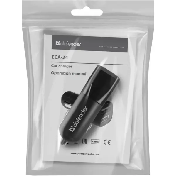 Зарядний пристрій Defender 2xUSB 12W 2.1A ECA-24 (83824)