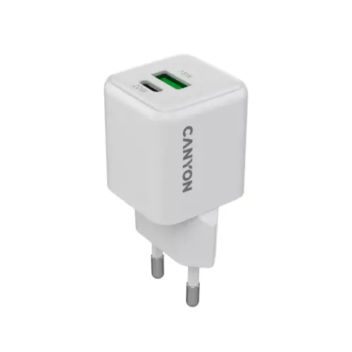 Зарядний пристрій Canyon CU20AC GaN 20W 1xPD 1xQC EU White (CNS-CUW20AC)