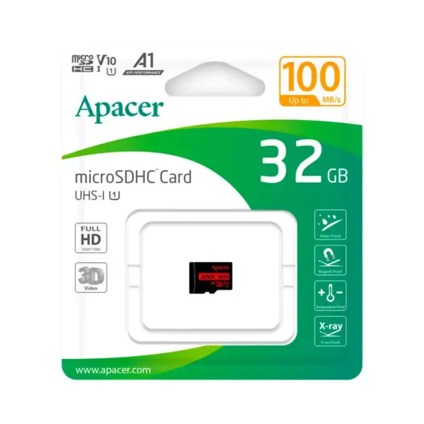 Карта пам'яті Apacer 32GB microSD class 10 UHS-I V10 A1 (AP32GMCSH10UB-RA) Карта пам'яті Apacer 32GB microSD class 10 UHS-I V10 A1 (AP32GMCSH10UB-RA)