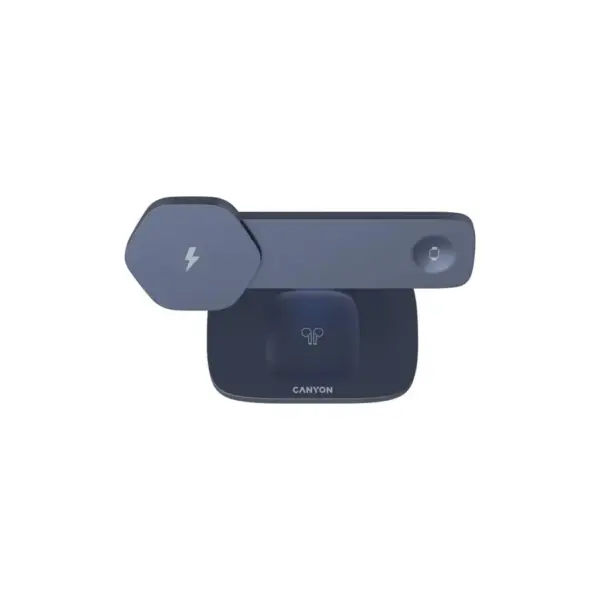 Зарядний пристрій Canyon wireless charger HEXAGON WCS-310 3in1 DarkGrey/Blue (CNS-WCS310DGBL)
