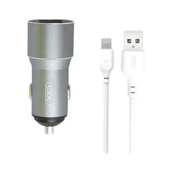 Зарядний пристрій XO TZ09 2.4A/2 USB + cable lightning Grey (XO-TZ09L-GR)