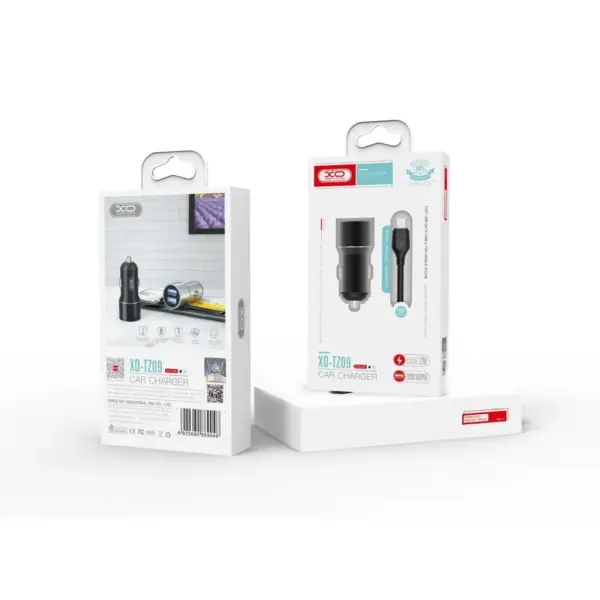 Зарядний пристрій XO TZ09 2.4A/2 USB + cable microUSB Black (XO-TZ09M-BK)