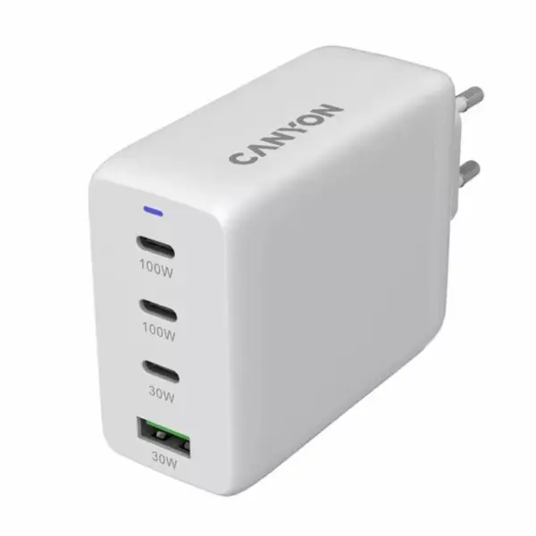 Зарядний пристрій Canyon CU100ACC GaN 100W 3xPD 1xQC EU White (CNS-CUW100ACC)