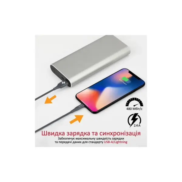 Дата кабель USB 2.0 AM to Lightning 1.2m grey Promate (nervelink-i.grey)