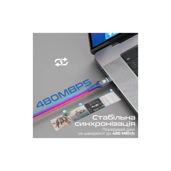 Дата кабель USB-C to USB-C 1.2m Promate (lucidline-cc120.navy)