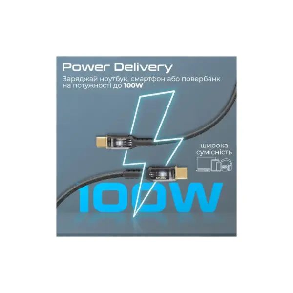 Дата кабель USB-C to USB-C 2.0m Promate (lucidline-cc200.black)