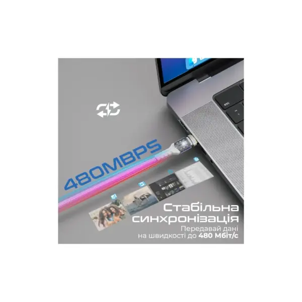 Дата кабель USB-C to USB-C 2.0m Promate (lucidline-cc200.white)