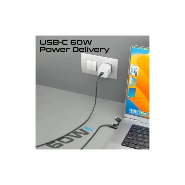 Дата кабель USB-C to USB-C + Lightning black Promate (powerlink-cci.black)