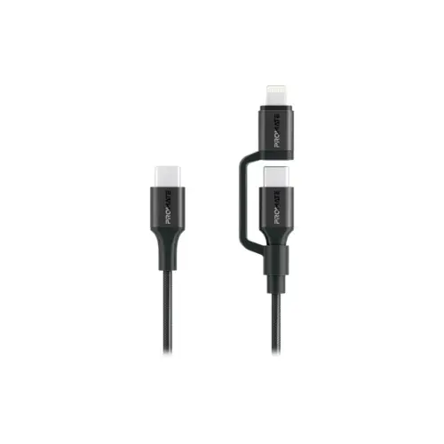 Дата кабель USB-C to USB-C + Lightning black Promate (powerlink-cci.black)