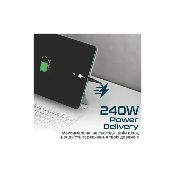 Дата кабель USB-C to USB-C 1.0m Promate (powerbolt240-1m.black)