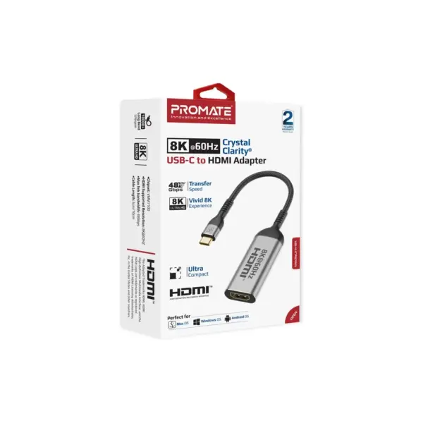 Адаптер USB-C to HDMI M 2.0m Promate (medialink-8k.grey)