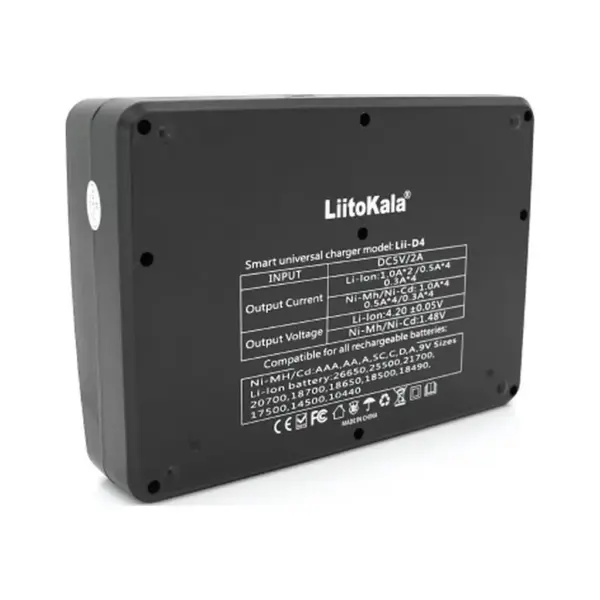 Зарядний пристрій для акумуляторів Liitokala 4 Slots, Ni-MH/Ni-CdAA,AAA,C, Li-ion/IMR32650,21700,18650 (Lii-D4)