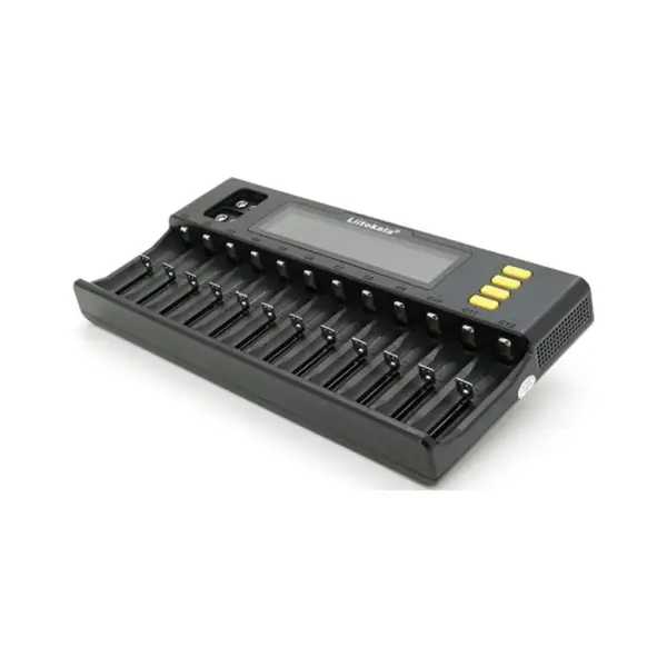 Зарядний пристрій для акумуляторів Liitokala 12 Slots+2, Ni-Mh/Li-ion/LiFePo4/Крона, LED+LCD (Lii-S12)
