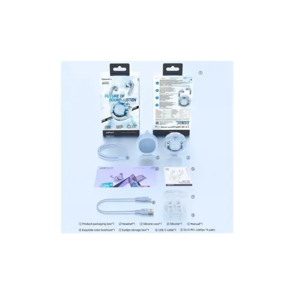 Навушники Acefast T8 Ice Blue (6974316282235)