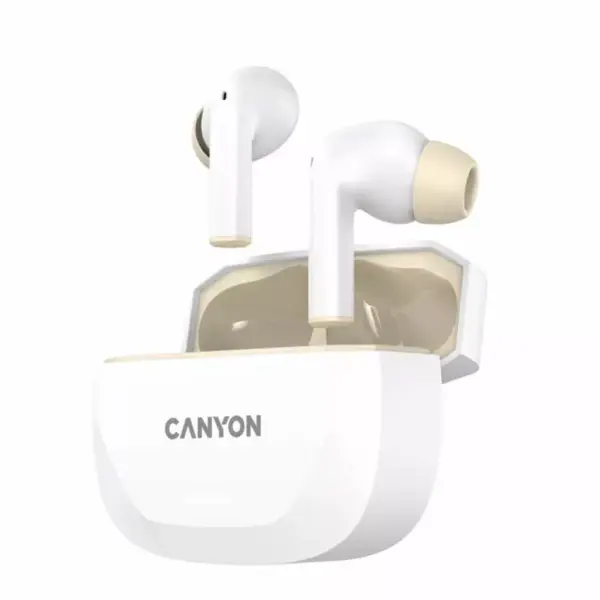 Навушники Canyon Hexagon 7 TWS ANC+ENC Wireless Charge White/Beige (CNS-TWS7WB)